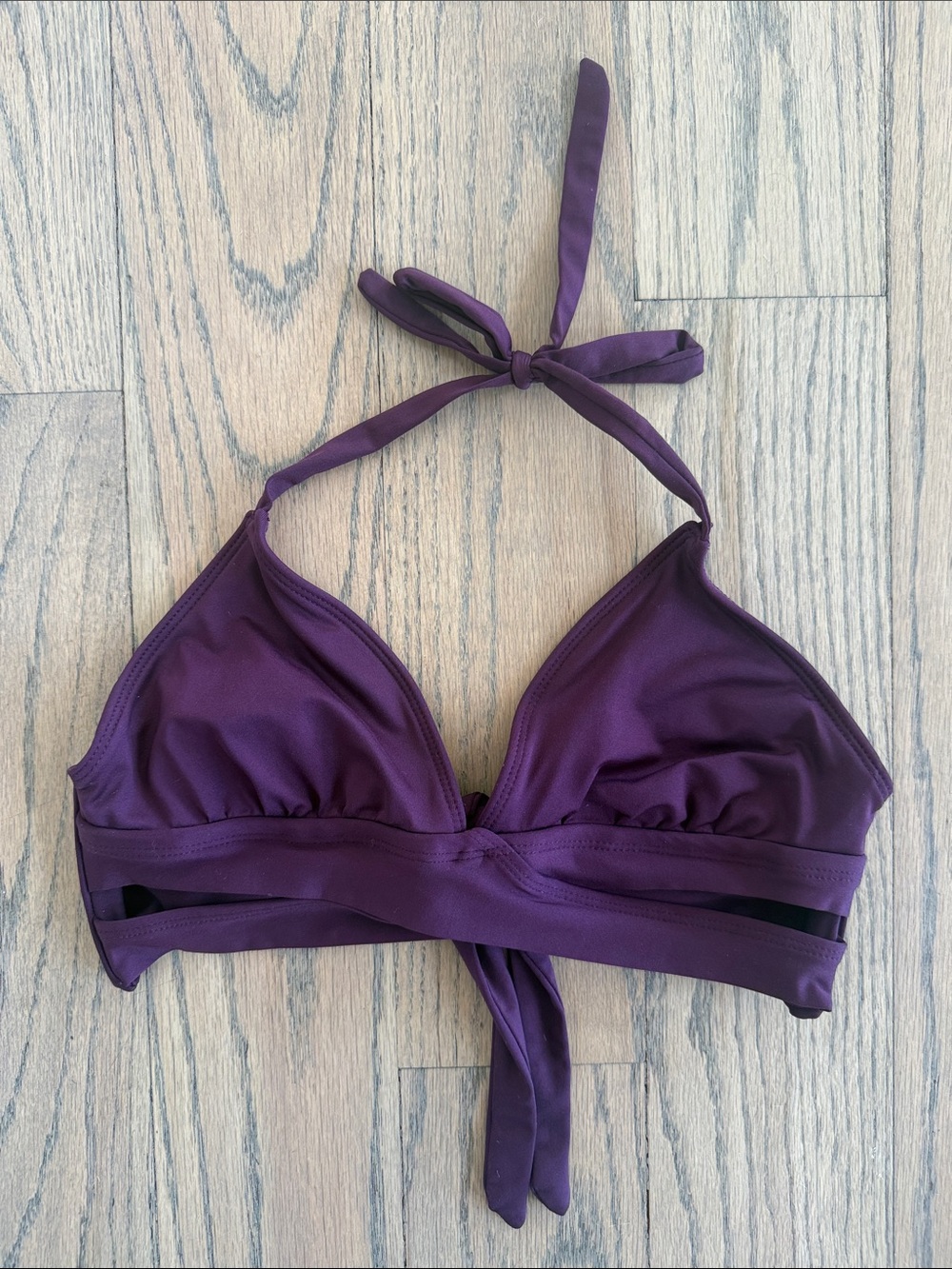 Kona Sol Women’s Faux Wrap Burgundy Bikini Top Size Small